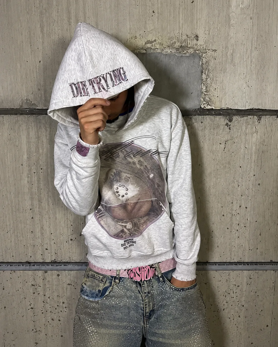 Distressed Portrait Graphic Hoodie 2