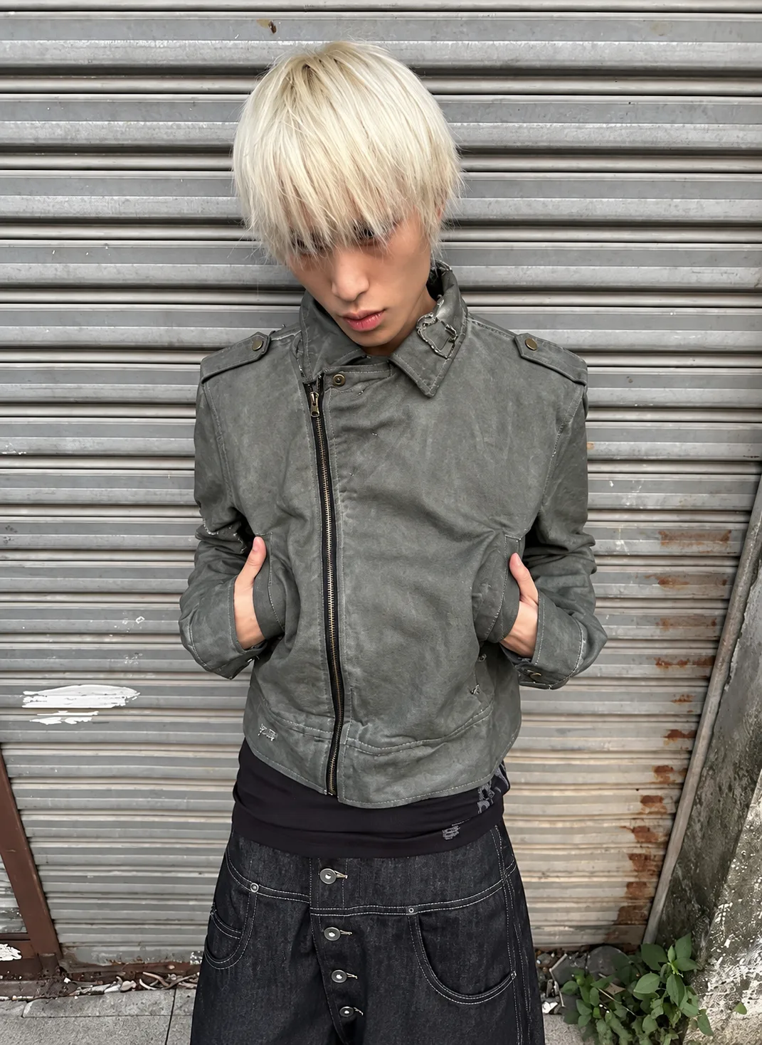 Washed Grey Zip Jacket 1