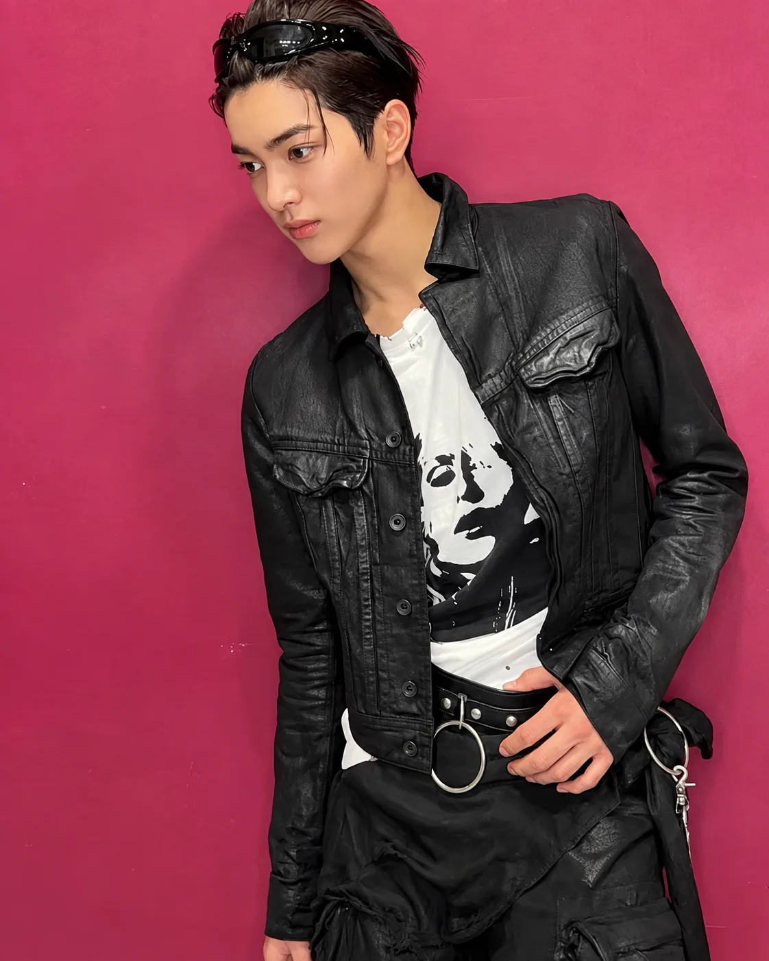 [한정판매/코르티스 착용] Black crop Leather Pocket Jacket 설명 사진