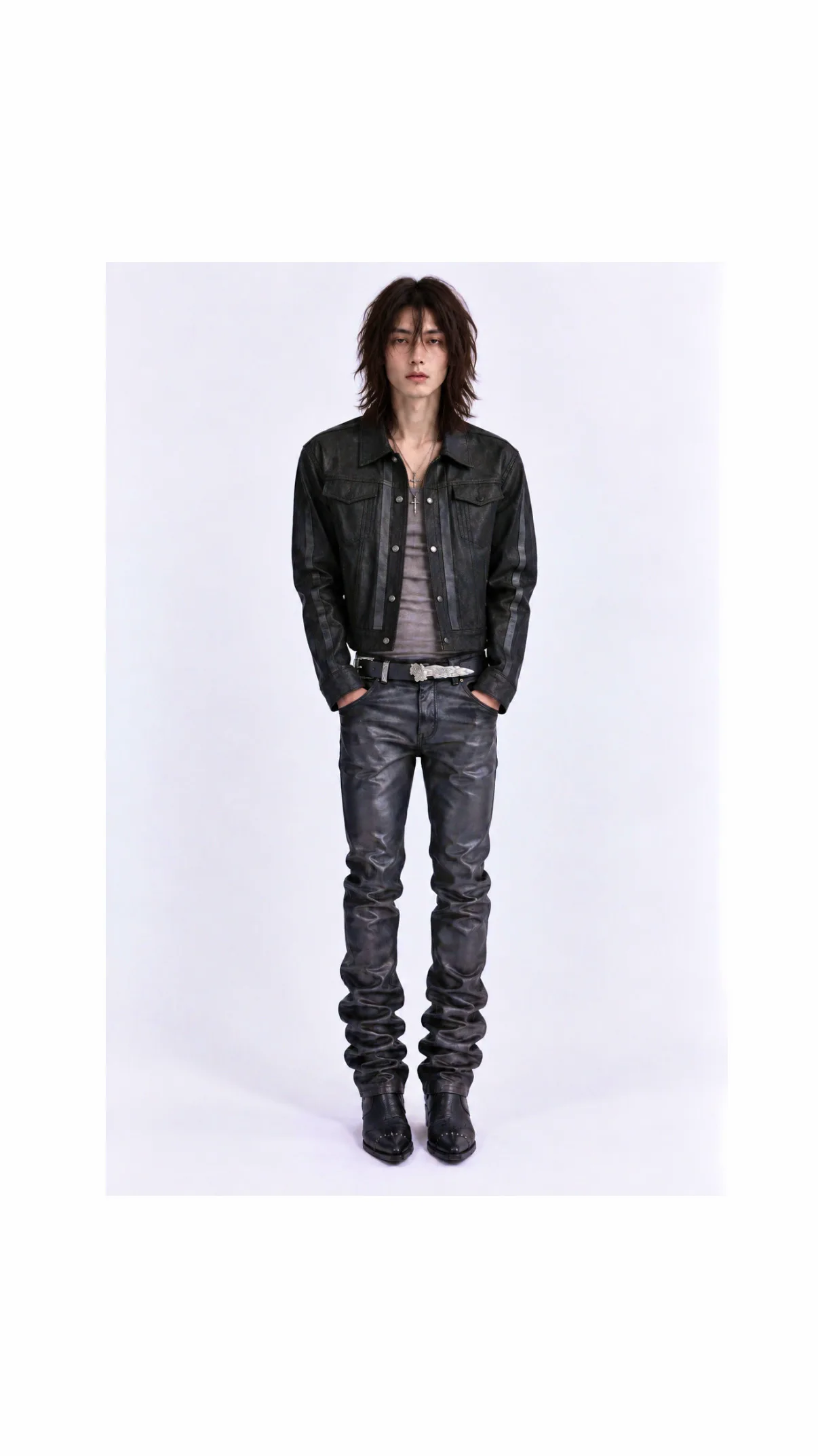 VOIDEN WASHED LEATHER STRAP JACKET 3