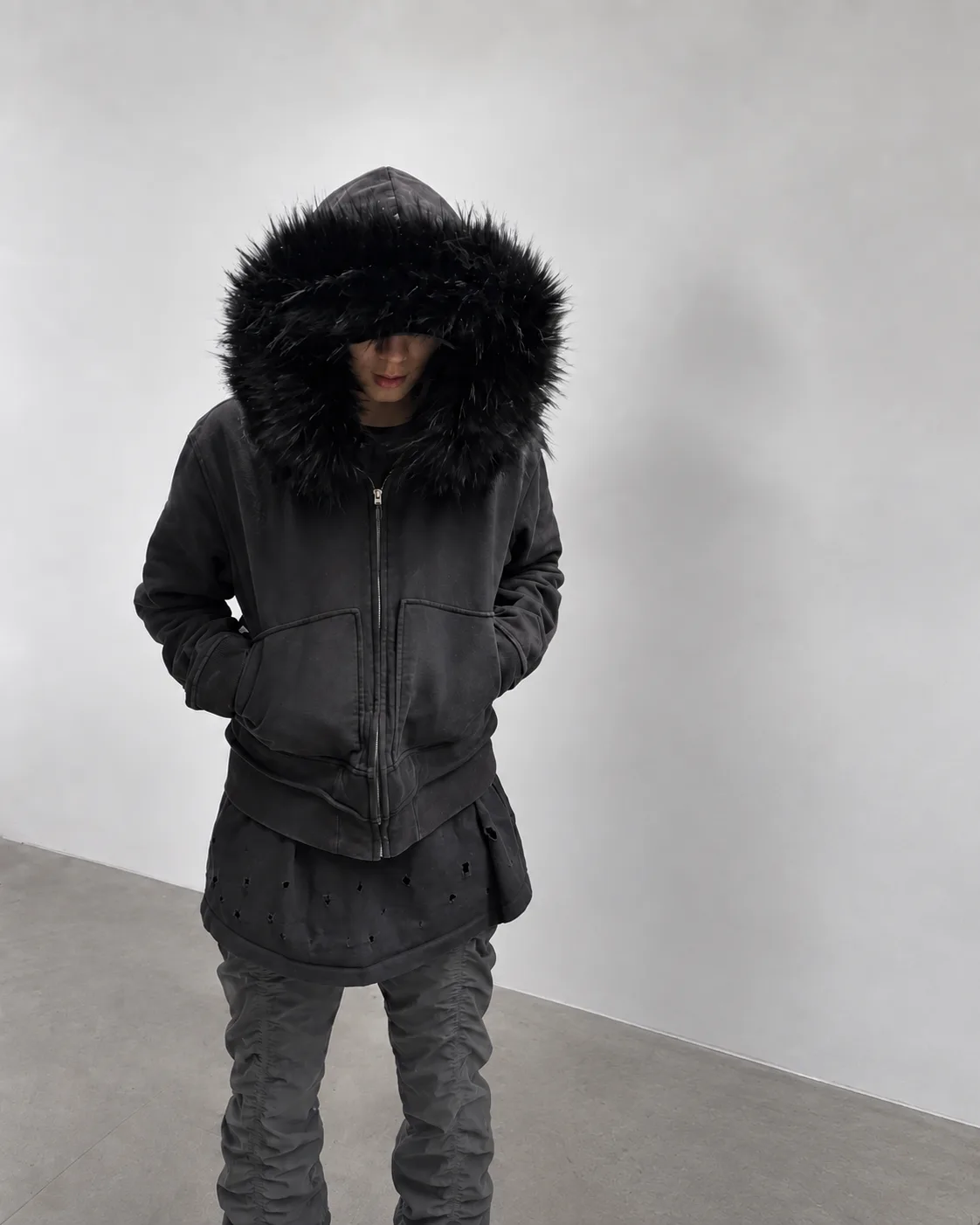 [2color] Fur Hood Zip Jacket 설명 사진