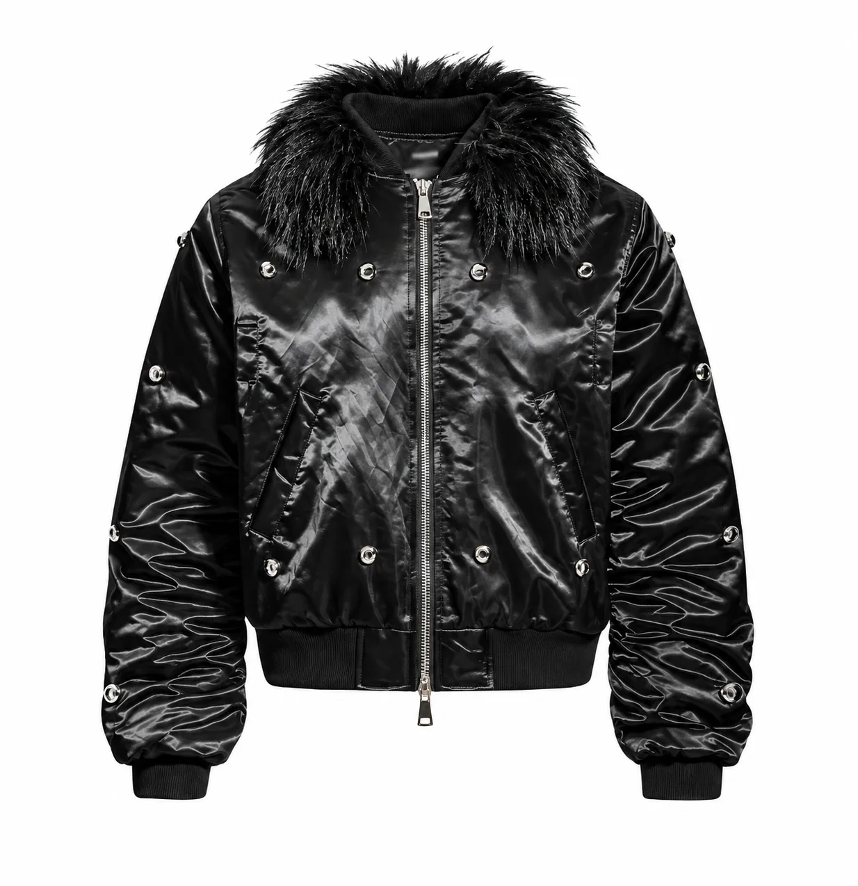 Noir Fur Bomber Jacket 1