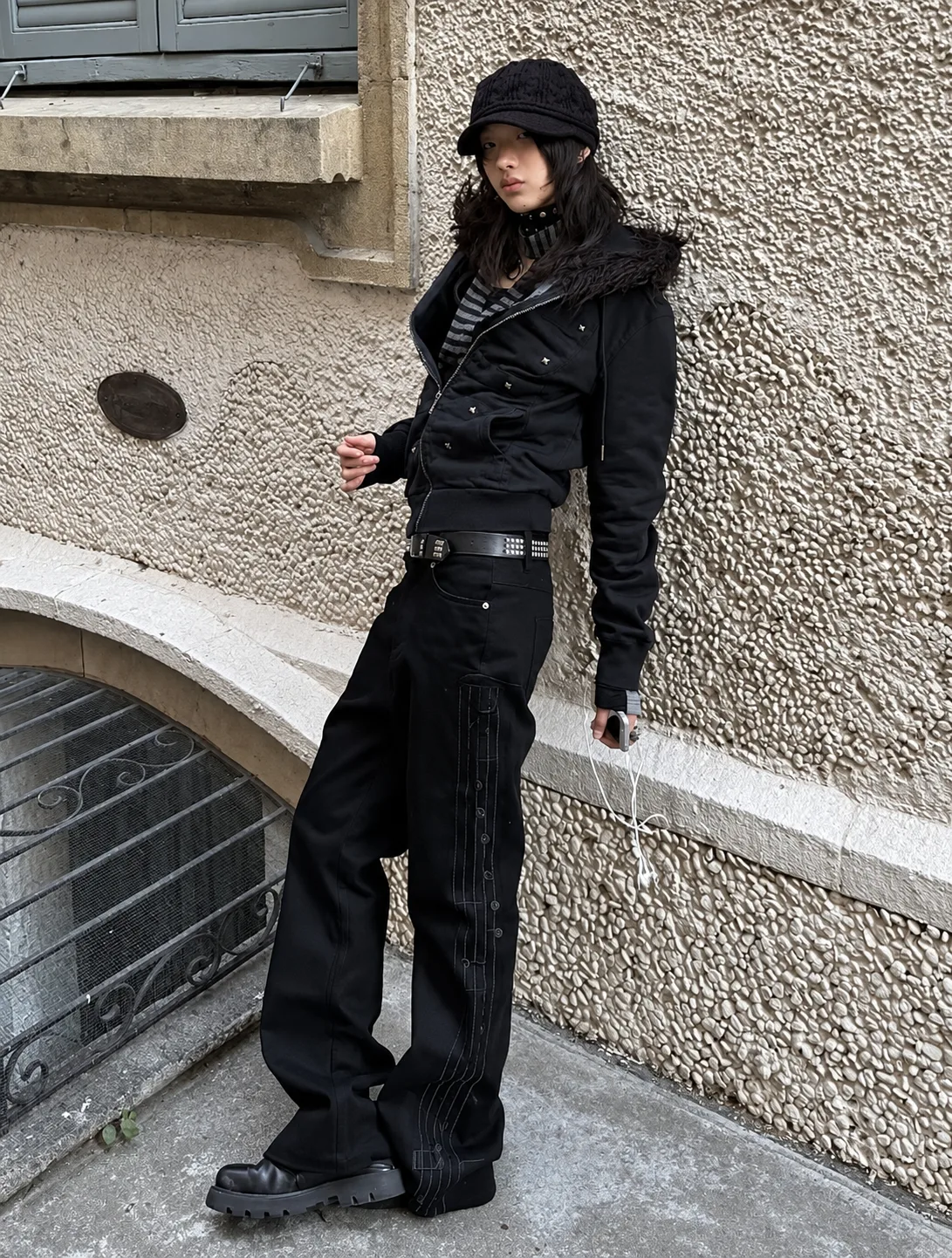 Military Punk Fur Hood Jacket 5