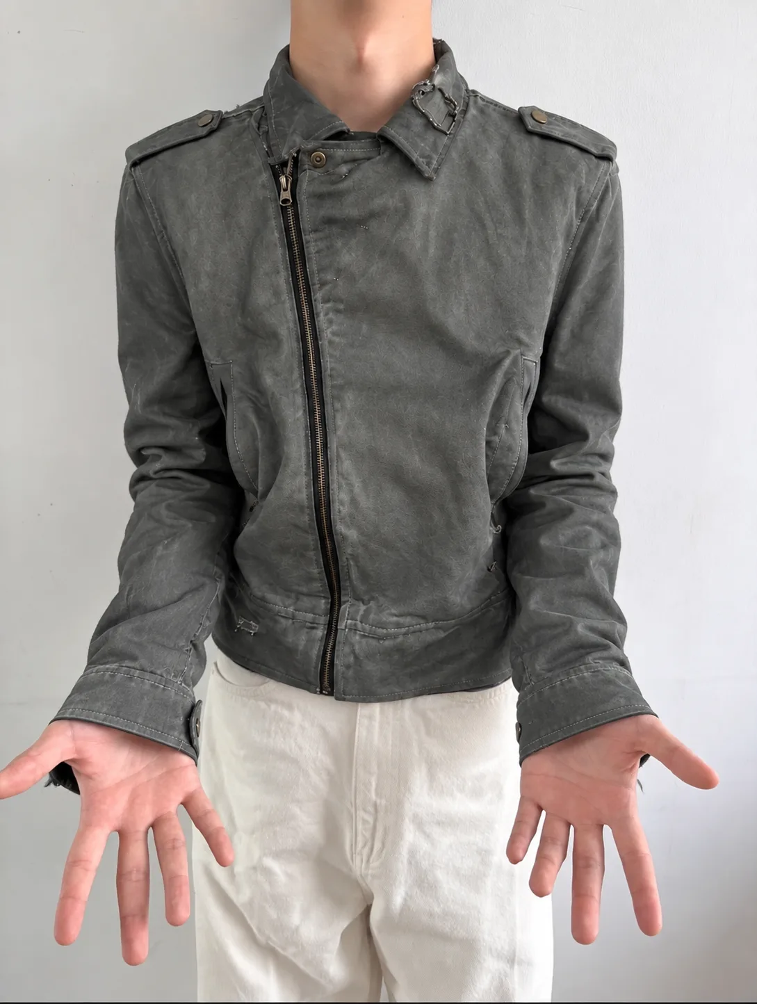 Washed Grey Zip Jacket 2