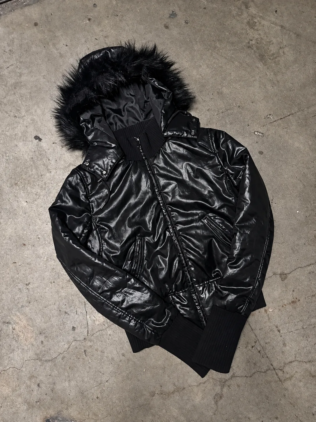 OBSIDIAN FUR HOODED BOMBER 2