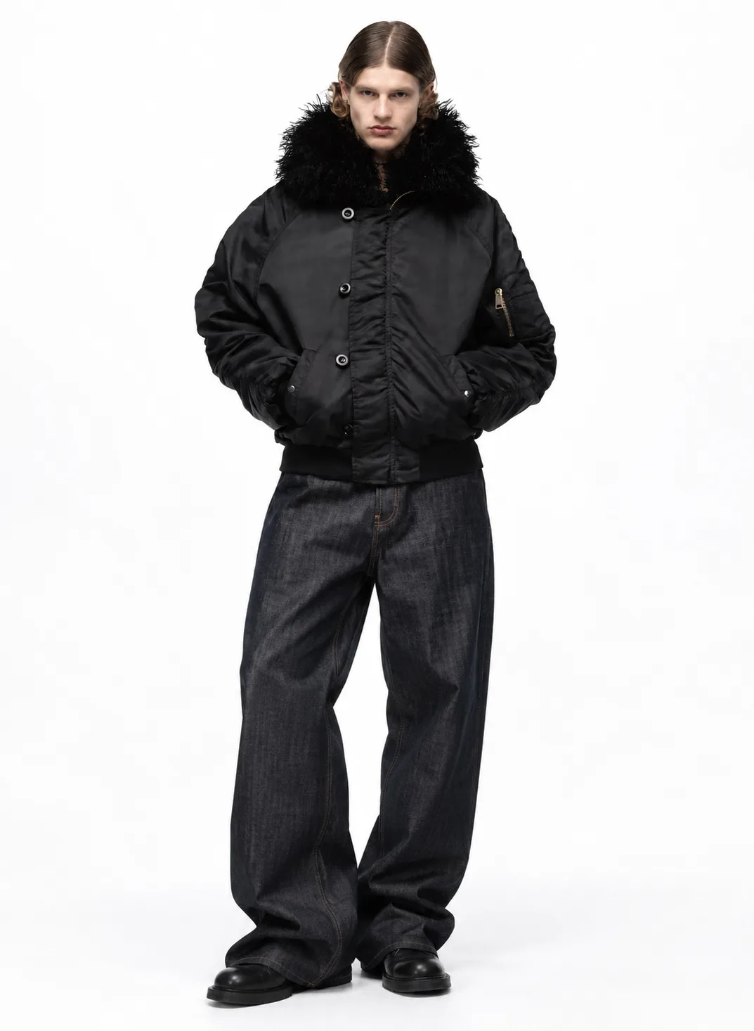 Fur Collar Vintage Bomber Jacket 2