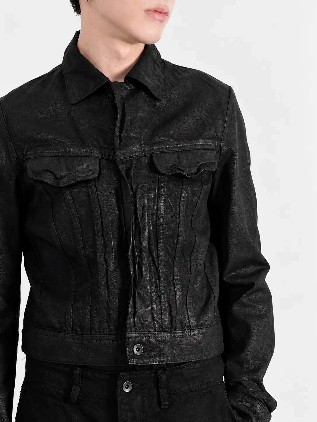 [한정판매/코르티스 착용] Black crop Leather Pocket Jacket 3