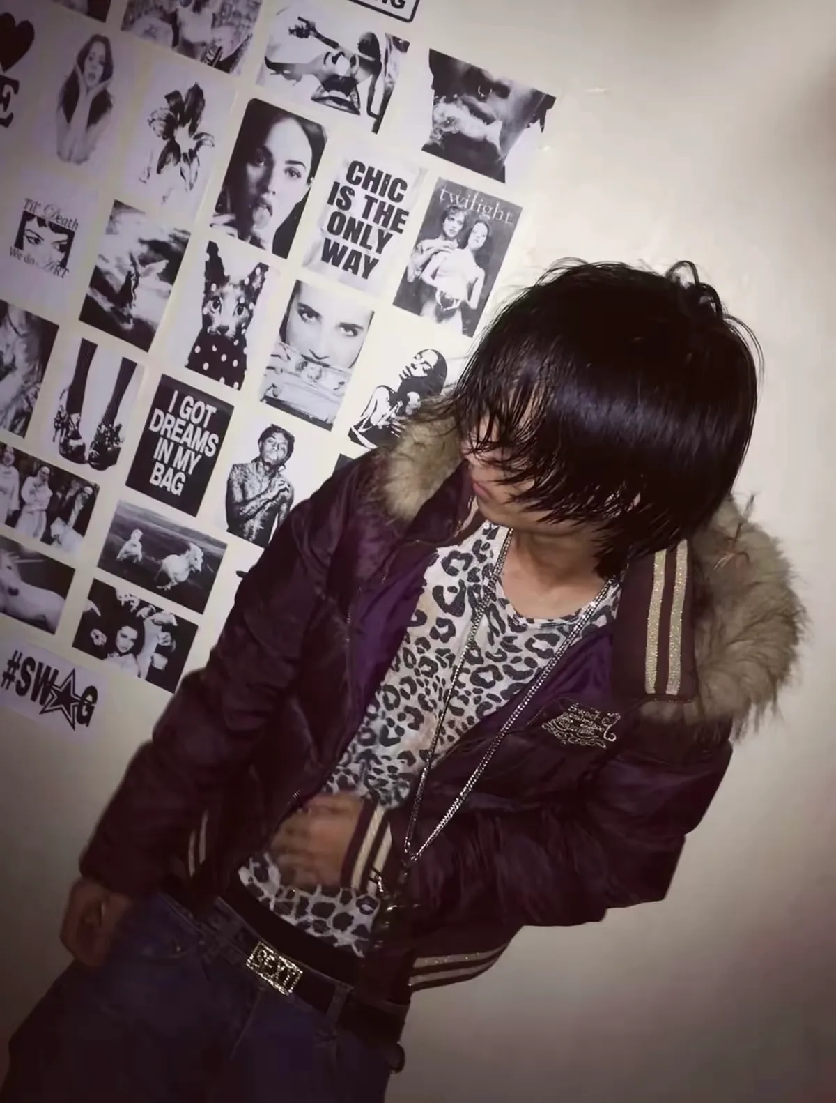 Vintage style Burgundy Fur Puffer Jacket 2