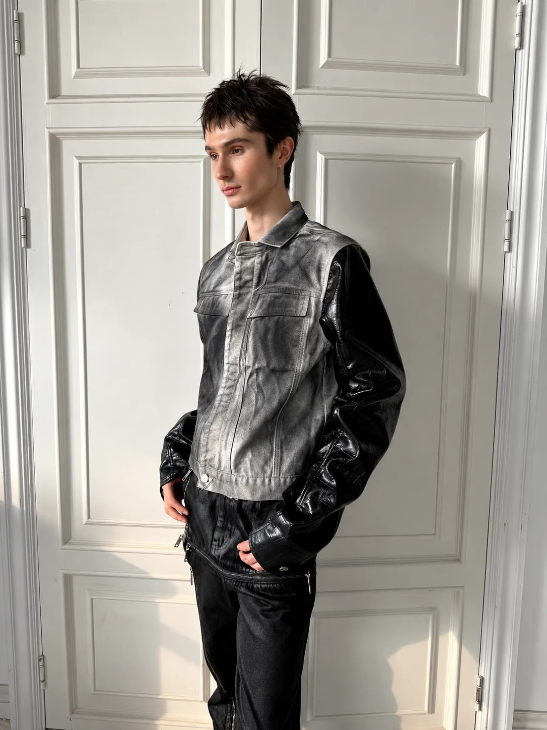 A.E.L Leather Mix Jacket 2