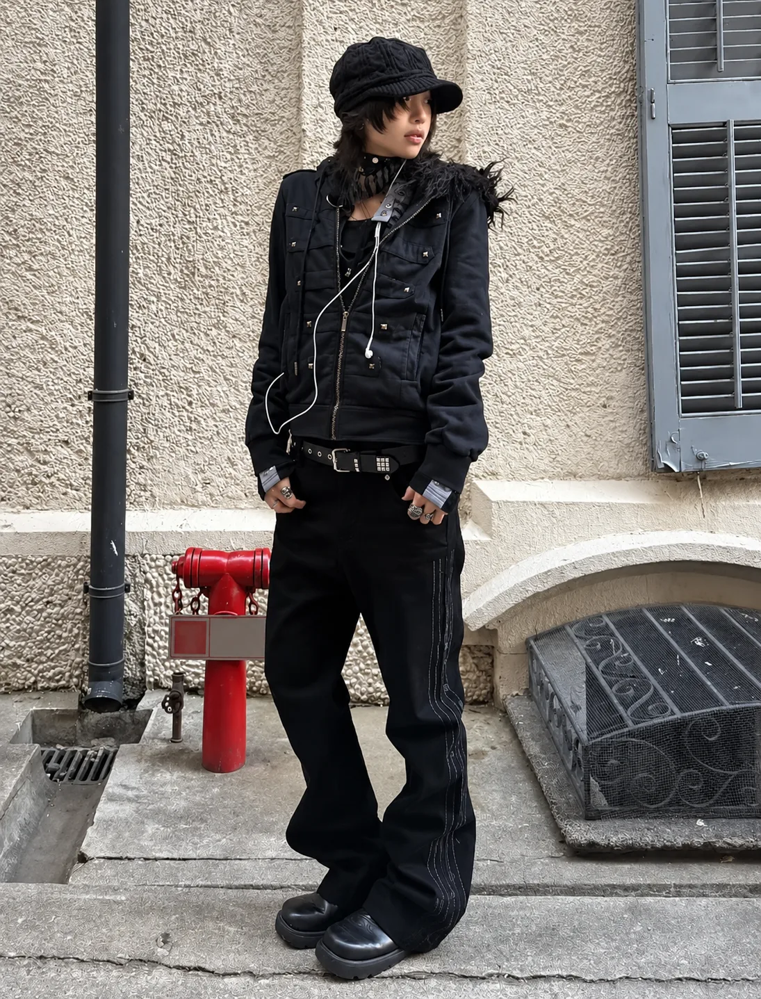 Military Punk Fur Hood Jacket 6