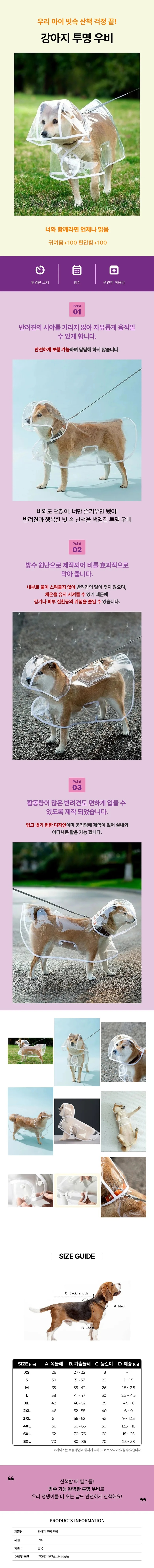 와이낫펫 강아지 투명우비 설명 사진