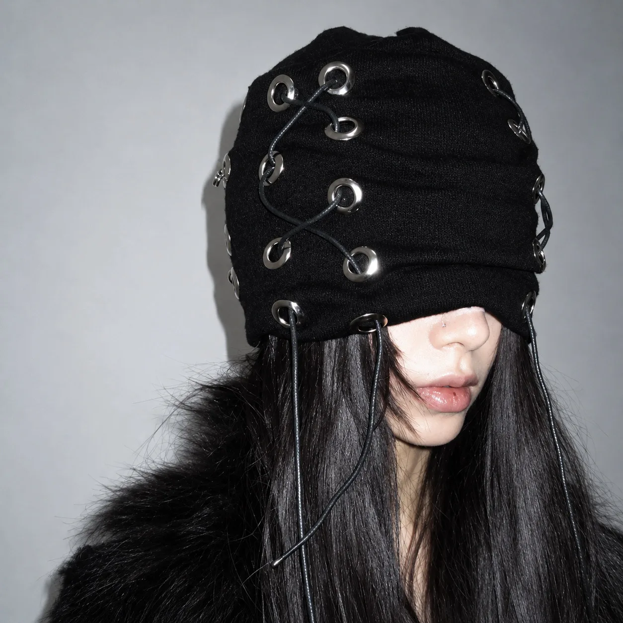 Grommet Lace-Up Beanie 3