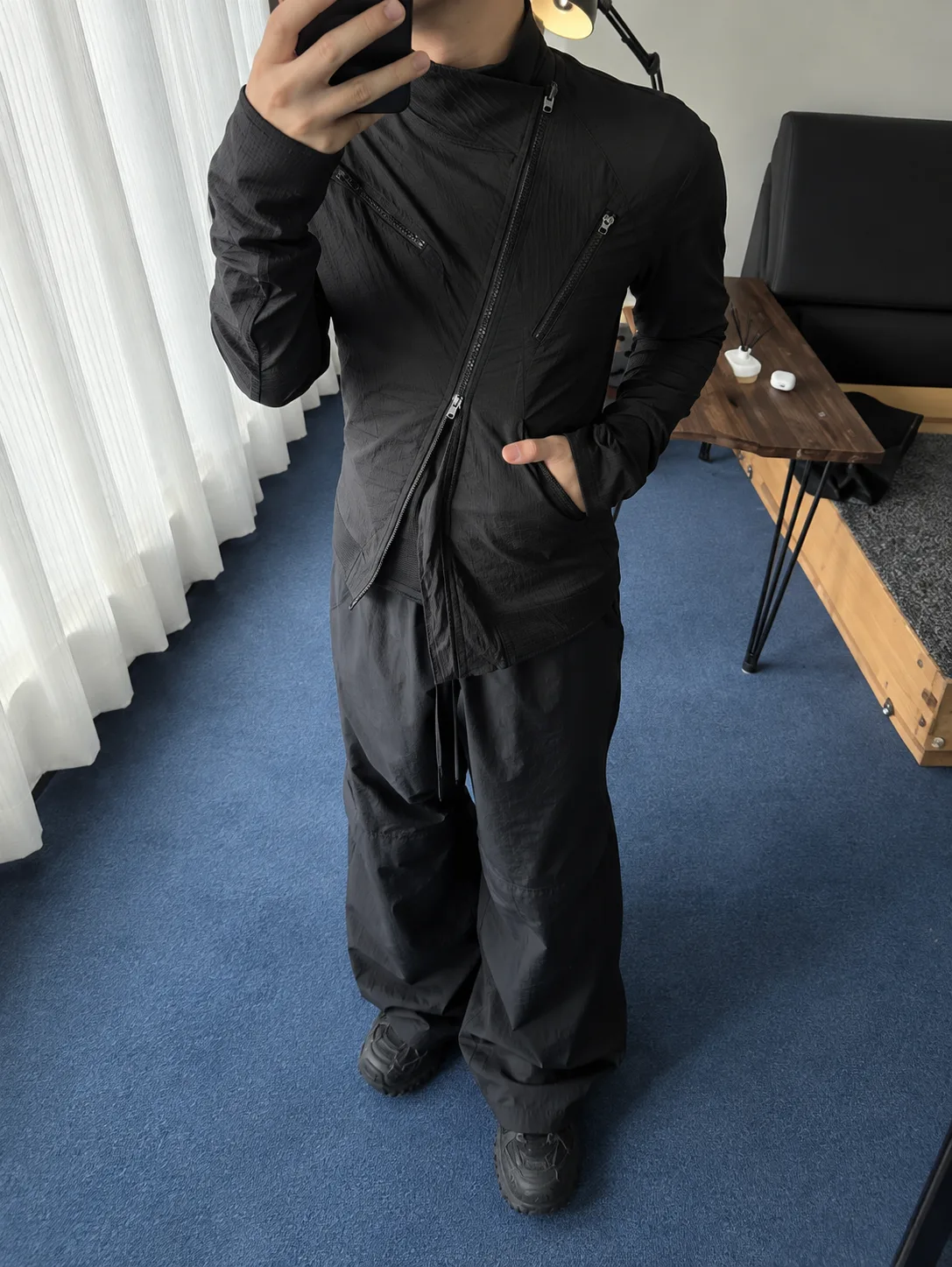 Black Asymmetric Tech Jacket 3