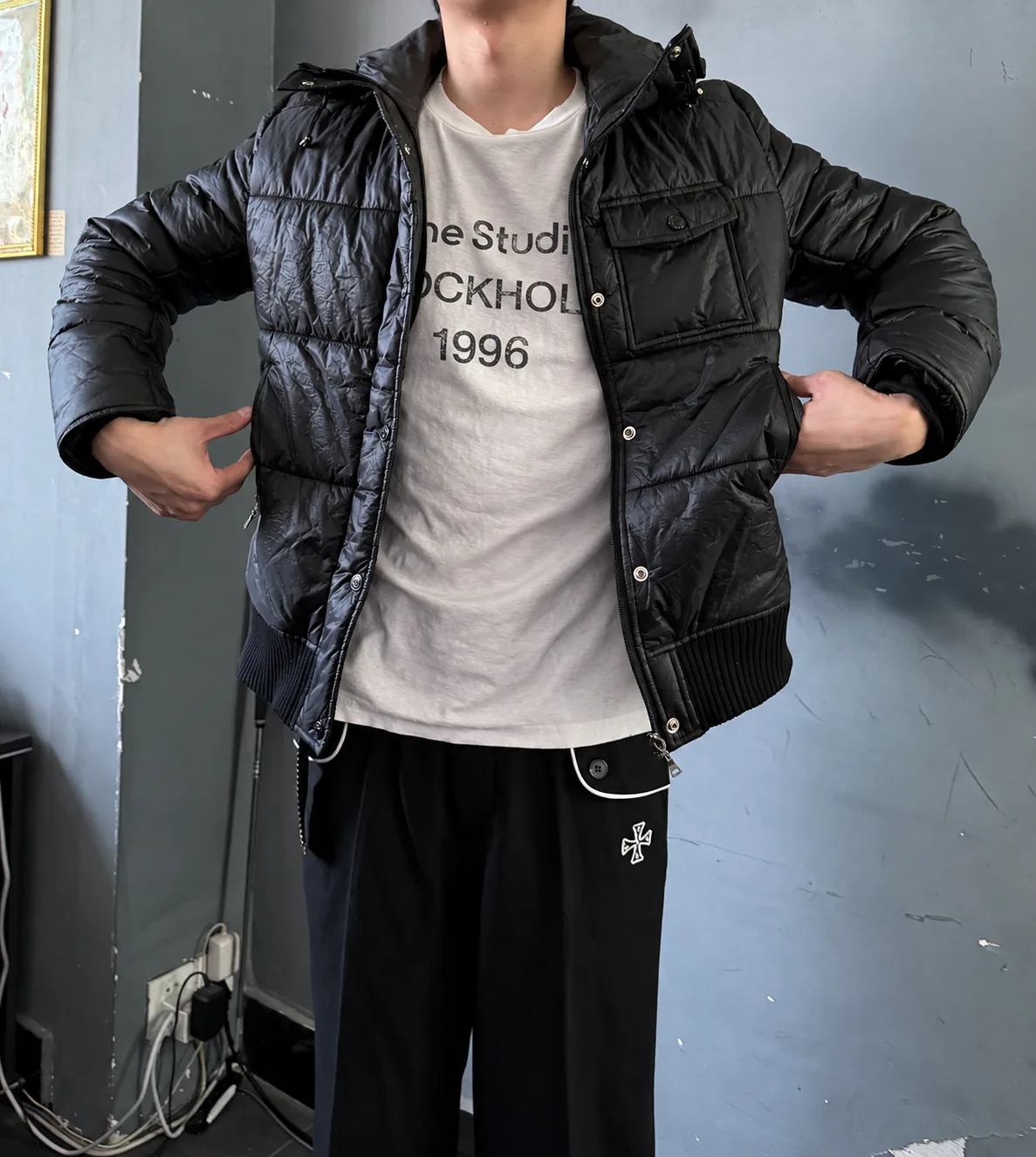 HYSTERIC GLAMOUR Crinkle Hooded Puffer Jacket 설명 사진