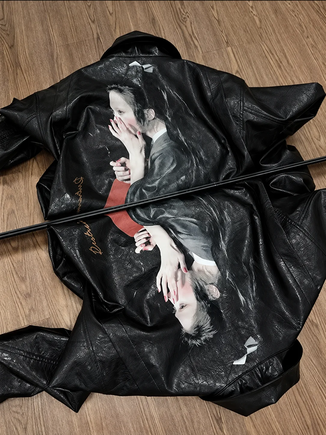 Drowning Portrait Leather Jacket 3