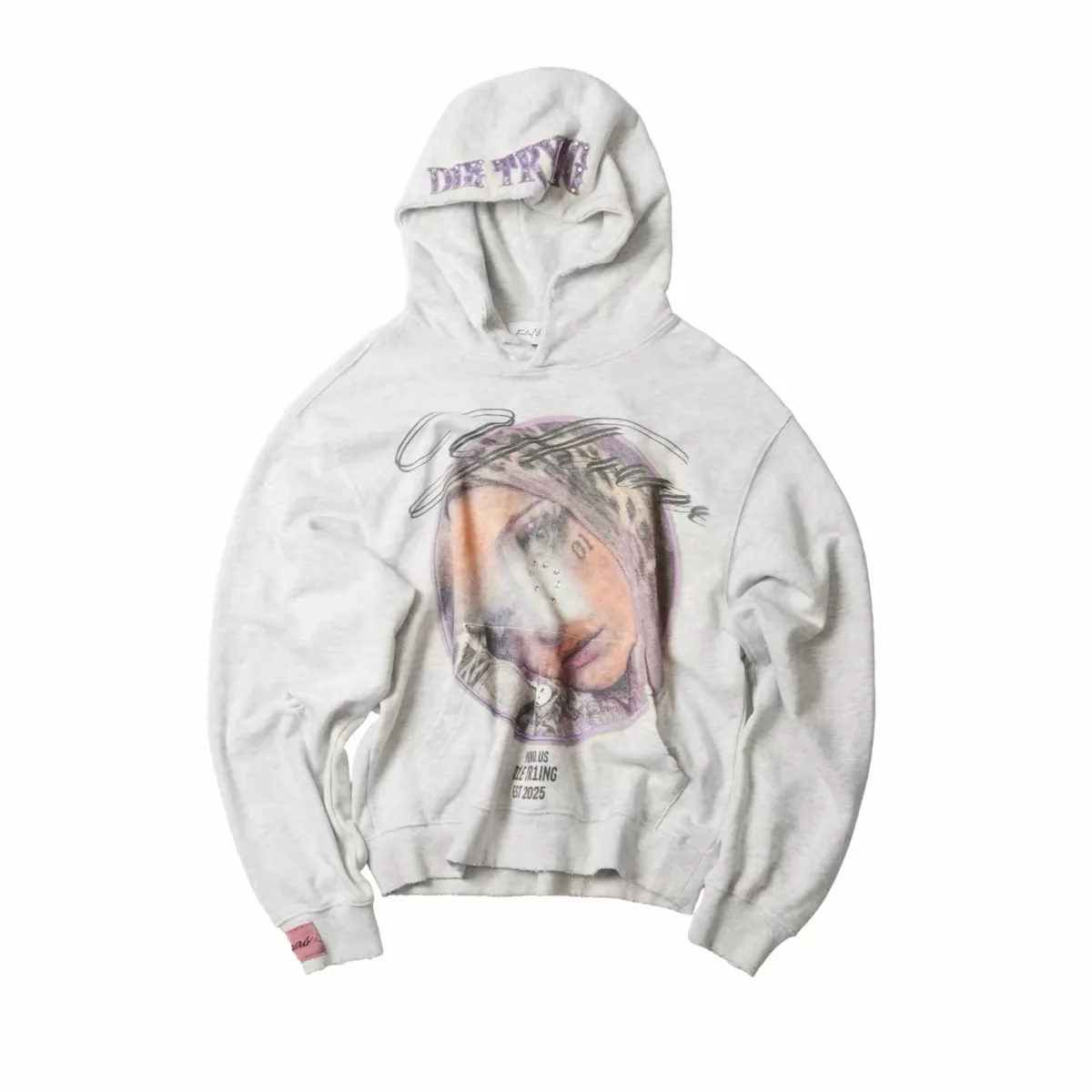 Distressed Portrait Graphic Hoodie 1